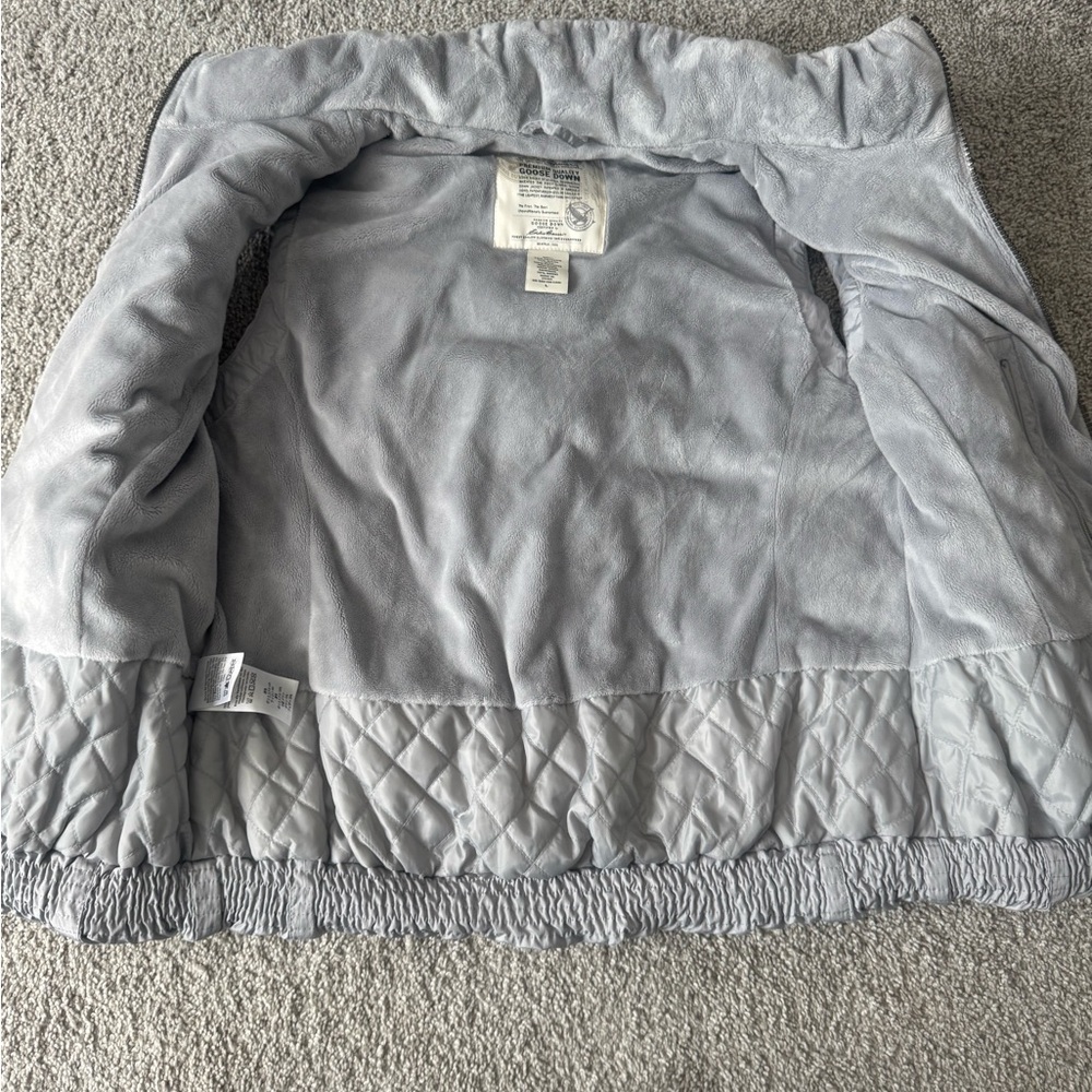 Eddie Bauer Light Gray Goose Down Jacket - image 5